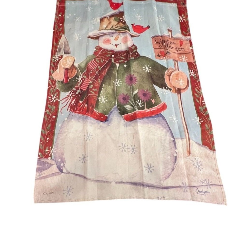 Christmas Evergreen Flag Winter Snowman Garden Flag Holiday Patio Decor 38"x24"